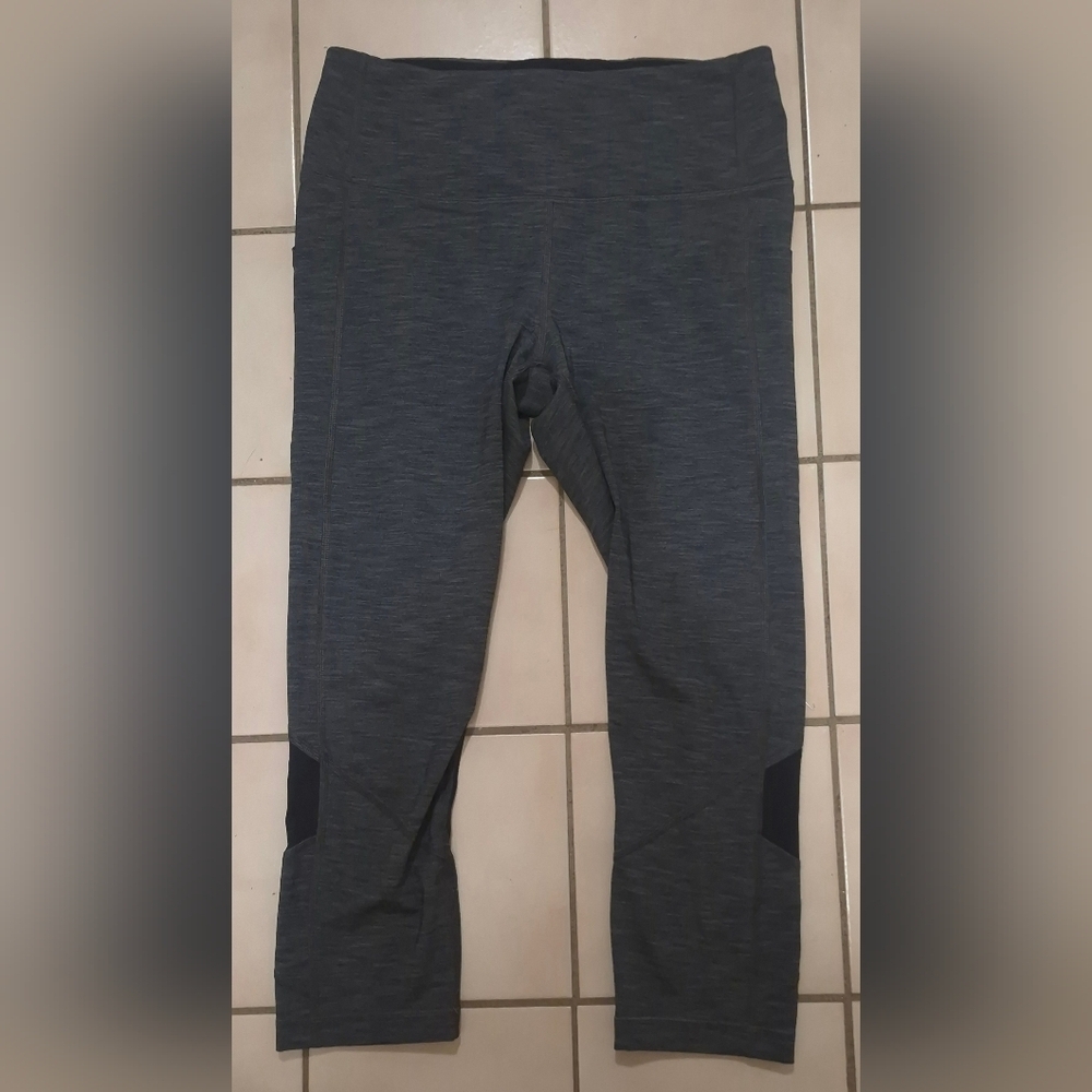 Lululemon Pace Rival Mid-Rise Crop 22” – Heathered Black / Black (8)